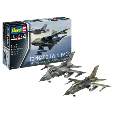 KIT PARA MONTAR REVELL TORNADO TWIN PACK 50TH ANNIVERSARY PANAVIA TORNADO 1/72 152 + 122 PEÇAS REV 03801